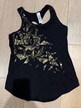 ivivva by lululemon Black Tank Top with Gold Foil Graphic for girls